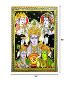 Panchdev : Lord Vishnu, Shiva, Brahma, Krishna, Rama Wall Painting religious yoga : Size 43"x30" Inches - color: Panchdev