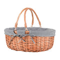 Large Wicker Picnic Basket with Handles,Handle Sturdy Woven Body with Removable and Washable Lining,Outdoor Camping,Gift Packing,Garden Picking, Storage.Gray - color: Gray