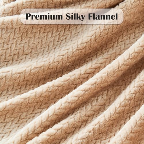 NEWCOSPLAY Super Soft Twin Blanket Brown Premium Silky Flannel Fleece Leaves Pattern Lightweight Bed Blanket All Season Use (Brown, Twin(60"x80")) - color: Brown, size: Twin(60"x80")