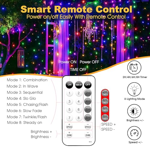 Fairy Lights 66ft 200 LED USB Twinkle String Light Plug in Silver Wire Lights with Remote and Timer 8 Modes Outdoor Waterproof Starry Lights DIY Party Wedding Christmas Decoration（Multicolor） - color: Multicolor