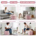 Tiita Floral Pouf Ottoman, Foot Stools Ottoman with Foam Chunk Filling, Puff Foot Rest for Couch, Living Room, Kids Room, Pink - color: Flower Pink