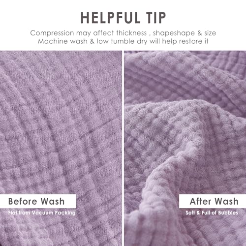 EMME Cotton Throw Blanket for Couch Soft Muslin Blankets 50"x60" Lightweight Breathable Blanket All Season Gauze Blanket, Lavender - color: 07 - Lavender, size: Throw (50" x 60")