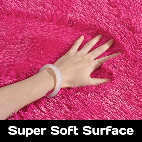 Awaytail Fluffy Rug 2x3 Feet - Preppy Girls Fuzzy Rugs College Dorm - Small Cute Chair Rug Washable for Nursery- Hot Pink - color: Hot Pink, size: 2' x 3' (Rectangular)