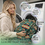 Sacred Thread Aztec Blanket Fleece, Reversible Native American Blanket, Western Throw, Native American Western (Lake Flannel), King (87”x95”) - color: Lake Flannel, size: King (87”x95”)
