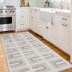 ReaLife Rugs Machine Washable Area Rug Runner - Living Room Bedroom Bathroom Kitchen Entryway Office - Non-Slip Baking Low Pile Stain Resistant Premium - Modern Geometric - Remi - Beige 2'6" x 6' - color: Remi - Beige, size: 2'6" x 6' (Rectangular)