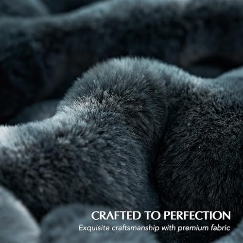 EverGrace Ultra Soft Luxury Fluffy Faux Rabbit Fur Throw Blanket, Thick Warm Bubble Throw for Bed, Cozy Plush Reversible Blankets for Couch, Chair, Sofa, Marble Deep Indigo, 50x60 Inches - color: Deep Indigo Marble, size: 50"x60"