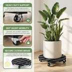 ZXZYHFTY Round Wooden Plant Stand with Wheels, 2 Packs Rolling Plant Stand with 360°Lockable Wheels for Vertical Garden Towers, Vertical Planting Tanks, Plant Pots, Wastebaskets (Black, 12") - color: Black, size: 12"