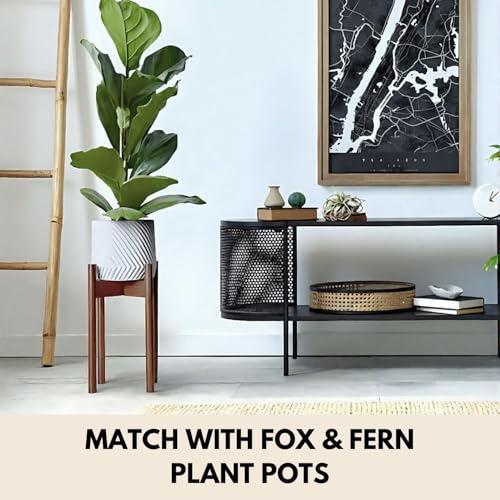 Fox & Fern Adjustable Tall Plant Stand Indoor — 8 to 12 Inch Mid Century Bamboo Plant Stand with Adjustable Width - Plug In Design - Easy to Assemble - Two Heights - For 8, 9, 10, 11 & 12 In Pots - color: Polished Bamboo - Mid, size: 8 - 12 Inch - Adjusta