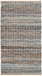 SAFAVIEH Cape Cod Collection Accent Rug - 2' x 3', Natural & Blue, Handmade Flat Weave Coastal Braided Jute, Ideal for High Traffic Areas in Entryway, Living Room, Bedroom (CAP352A) - size: 2' x 3' (Rectangular)