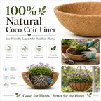 Y&M 2pcs 16inch Round Coconut Fiber Liner, 16'' Coco Liner Pre-Formed Replacement for Outdoor Hanging Planter Basket - color: 2pcs 16in Round