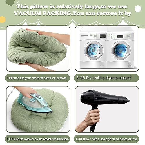 Fumete 8 Pcs 16 Inch Floor Cushions Pillow for Kids Bulk Classroom Round Flexible Seating Floor Cushions for Students Home Daycare School Reading Corner Yoga Meditation Picnic (Green) - color: Green