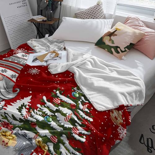 Christmas Gnome Throw Blankets, Winter Merry Christmas Tree Balls Soft Fleece Blanket Decorative for Home Sofa Couch Chair Living Bedroom,40x50 Inches, Red - color: Christmas-lxm13071, size: 40x50 Inch