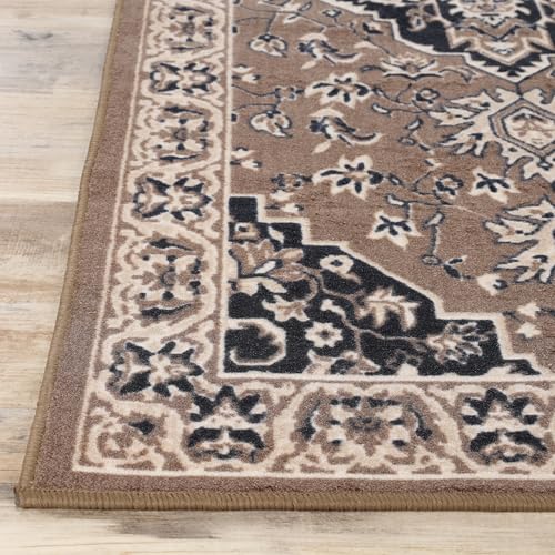 Superior Indoor Runner Rug, Plush Carpet Cover, Traditional Oriental Medallion, Perfect for Hallway, Entryway, Living Room, Dining, Bedroom, Office, Kitchen, Glendale Collection, 2' 7" x 6', Brown - color: Brown, size: 2'7" x 6' (Runner)