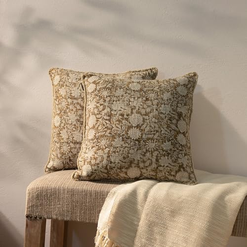 Decorative Throw Pillow Covers, Set of 2 (Teak Brown, 18" x 18" (Pack of 2)) - color: Teak Brown, size: 18" x 18" (Pack of 2)