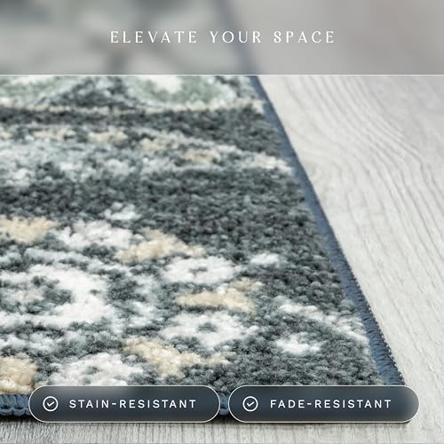 Maples Rugs Reggie Floral Kitchen Rug - Made in USA - Washable, Non Slip Indoor Carpet for Entryway, Foyer, Kitchen, and Bathroom, 1'8 x 2'10, Persian Blue - color: Blue, size: 1'8" x 2'10" (Rectangular)
