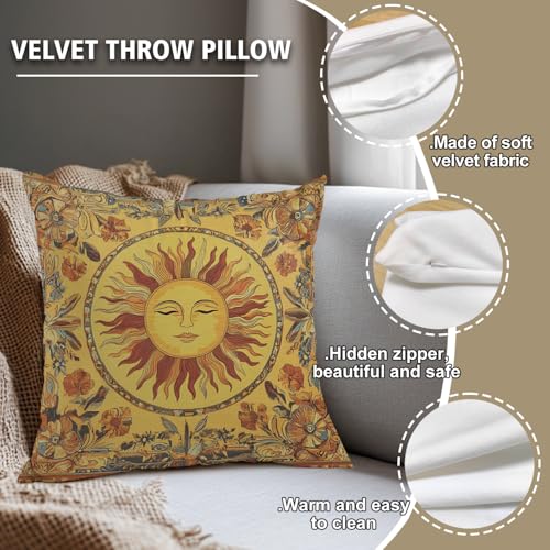 YOU FOUND ME Vintage Boho Sun Design Throw Pillow Cover Home Decor, Mystic Sun Goddess Art Decor Pillowcase Cushion Cover for Bed Sofa Living Room, Indoor and Outdoor 18x18inch (Moon) - color: Moon