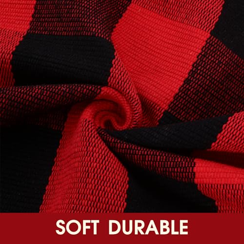Christmas Red and White Plaid Rug, 24 x 51 Inches Cotton Hand-Woven Layered Door Mat for Front Porch, Entryway, Outdoor Holiday Decor, Washable Buffalo Check Rug for Home, Patio, Kitchen - color: Red & Black Plaid, size: 2' x 4'3" (Rectangular)