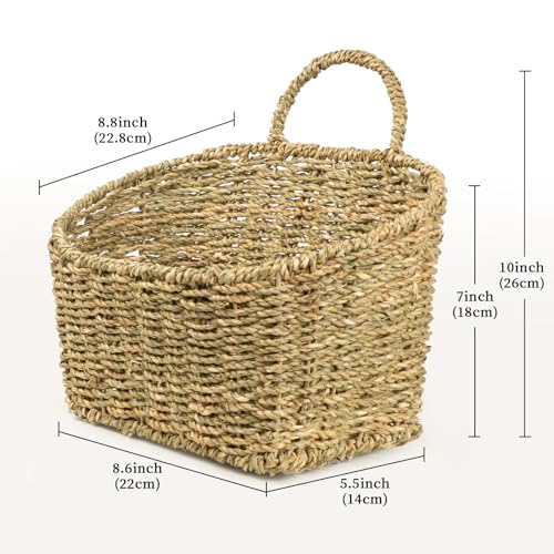Hanging Wall Basket Handwoven Wicker Basket for Plants, Flowers & Storage, Rustic Farmhouse Wall Decor Organizer, Natural Seagrass - color: Natural-sea Grass