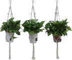 Macrame Plant Hangers Set of 3 – Handmade 39-Inch Indoor/Outdoor Hanging Planters in Ivory with Beads, Boho Home Decor for Pots up to 9 Inches (Pots Not Included)