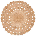 SAFAVIEH Natural Fiber Round Collection 3' Round Natural NFB308A Handmade Boho Country Charm Jute Area Rug - size: 3' (Round)