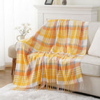 BATTILO HOME Yellow Plaid Throw Blanket for Couch - Plaid Throw Blanket Buffalo Plaid Blankets - Lightweight Farmhouse Outdoor Spring Summer Throw Blankets for Bed, Sofa (50"x60") - color: Yellow Plaid