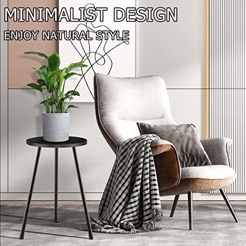 KINNARY Tall Plant Stand, Mid Century Wood Indoor Plant Stand Black Plant Table for Flower Pots, Metal Plant Holder, Modern Home Decor Small Round Side End Table (11.8"x20") - color: Black 11.8"x20"