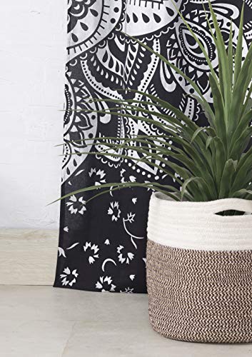 Popular Handicrafts Indian Hippie Bohemian Beautiful Ombre Color Mandala Curtain Panels Black Silver - color: Black Silver, size: 38"W x 83"L (Pack of 2)