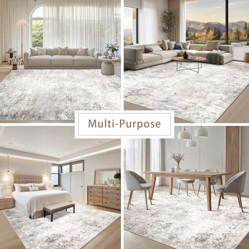 Srugn Washable Rugs 3x5 Area Rugs for Living Room,Bedroom- Non Slip Vintage Entryway Rug for Indoor Entry,Kitchen,Bathroom,Kids Girls Room,Home,Office,Beige Grey - color: Brown-grey-beige-slate, size: 3' x 5' (Rectangular)