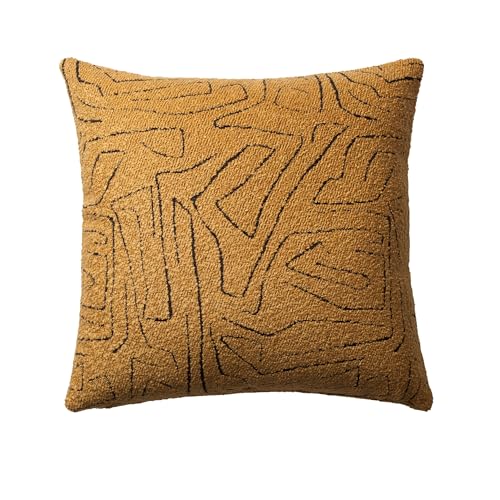 Throw Pillow Covers, Pack of 1 Woven Jacquard Cushion Covers for Sofas, Couches, Bed, Boho Home Decor, Cozy Soft and Comfortable Pillow Cases, Amorf, Mustard 20x20 Inch - color: Mustard, size: 20" x 20" (Pack of 1)