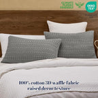 PHF 100% Cotton Waffle Pillow Shams Standard Size, 2 Pack 20" x 26" Soft Skin-Friendly Pillowcases, No Filling, Aesthetic Woven and Breathable Waffle Weave Pillow Case Covers for Bed, Dark Grey - color: Dark Grey, size: 26" x 20" (Pack of 2)