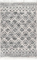 nuLOOM 4x6 Ansley Moroccan Tassel Area Rug, Grey, High-Low Textured Bohemian Design, Plush High Pile, Stain Resistant, For Bedroom, Living Room, Hallway, Entryway