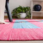 SAFAVIEH Montauk Collection Accent Rug - 4' x 6', Red & Blue, Handmade Boho Cotton, Ideal for High Traffic Areas in Entryway, Living Room, Bedroom (MTK551Q) - size: 4' x 6' (Rectangular)