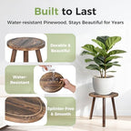 3-Pack Upgrade Thicken Wood Plant Stand Indoor, for 6-12 Inch Pots, Plant Stool Water-resistant Pinewood, Mid Century Modern Decor, Plant Stand 3 Sizes, for Living Room, Balcony, Office(Dark Brown)