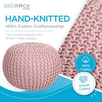 BIRDROCK HOME Round Pouf Ottoman Foot Rest - 18.5”x18.5”x15” Boho Compact Comfortable Soft Cotton Braided Foot Stool with Bean Bag Filling for Living Room, Bedroom, or Nursery (Dusty Rose) - color: Dusty Rose