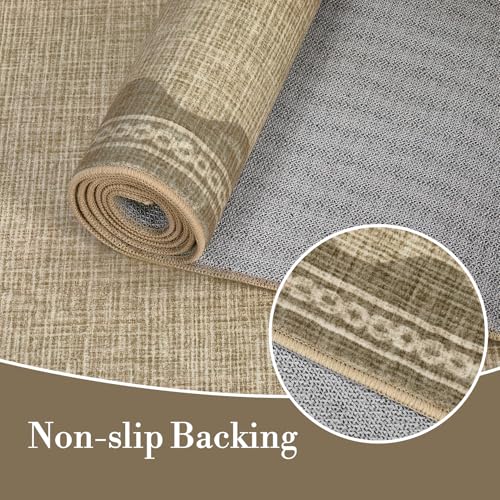 Garvee Entryway Rug 3x5 Washable Bordered Modern Rug Foldable Low Pile Stain-Resistant Carpet Ultra Soft Non Slip Lightweight Rugs Indoor Non-Shedding Mat for Kitchen Bedroom Nursery Entrance Jute - color: Border Jute, size: 3' x 5' (Rectangular)