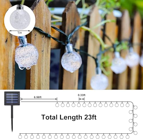 Solar String Lights, Small Crystal Ball Light，Outdoor String Light 60 LED 40ft 8 Lighting Modes Waterproof Solar Powered Patio Solar Light for Garden Yard Porch Wedding Party Decor (Pure White) - color: Pure White