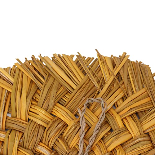 Retro Straw Weave Hanging Mirror, Rattan Boho Circle Mirrors for Wall Decor, Wall Mounted Mirror (Gold) - color: Gold