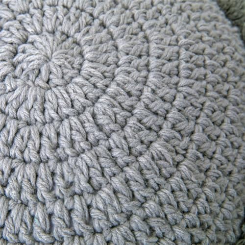 Byitre Bohemian Round Pillow 20 Inch | 100% Cotton Decorative Pillow Hand Tufted with Chunky Textured Poms | Boho Throw Pillow for Bed or Couch | Natural Grey Throw Pillow - color: Sunflower Grey