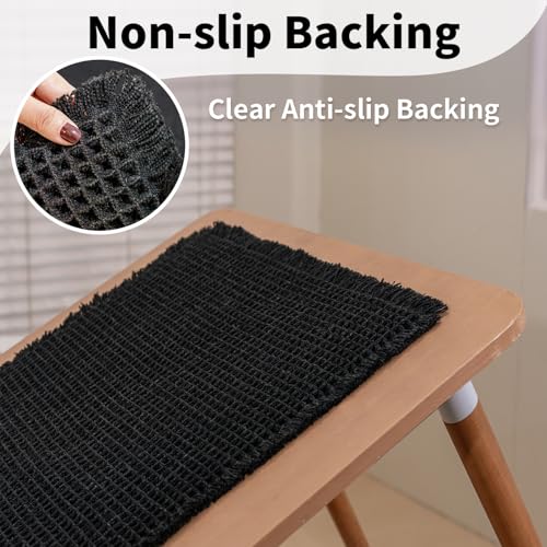 Black Bathroom Rug - Waffle Bath Mat Non Slip Washable, Super Absorbent & Quick Dry, Boho Bath Mat Farmhouse Bathroom Decor, 24'' x 36'', Black - color: Black, size: 24'' X 36''