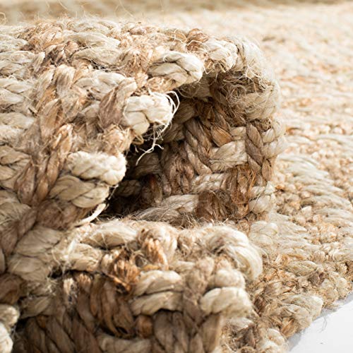 SAFAVIEH Natural Fiber Collection Runner Rug - 2'6" x 12', Bleach & Natural, Handmade Chevron Fringe Jute, Ideal for High Traffic Areas in Living Room, Bedroom (NF458A) - size: 2'6" x 12' (Runner)