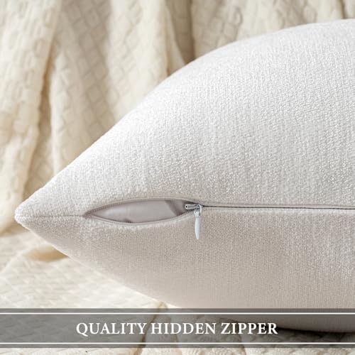 MIULEE Pack of 2 Pure White Decorative Pillow Covers 18x18 Inch Soft Chenille Couch Spring Throw Pillows Farmhouse Cushion Covers for Home Decor Sofa Bedroom Living Room - color: Pure White, size: 18" x 18" (Pack of 2)