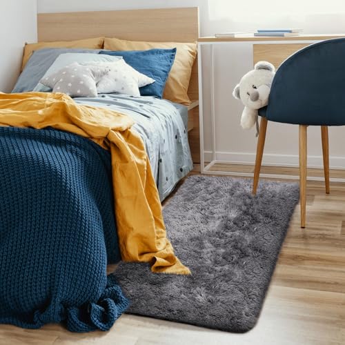 Ophanie 2x4 Small Rug Upgrade Non Slip Throw Bedside Area Rugs, Fluffy Soft Grey Mini Bedroom Carpet, Affordable Door Entryway Indoor Inside Front Entrance Dog Mat, Home Decor Aesthetic, Nursery - color: 1- Grey, size: 2' x 4' (Rectangular)