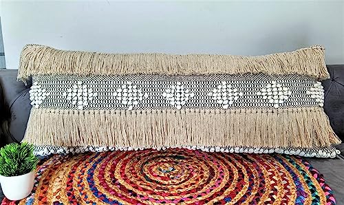 Trade Star 100% Cotton Lumbar Pillow Cover Highly Durable Pillow Case for Sofa Couch 14X36 Inches Handmade Thick Cushion Cover Decorative Boho Kilim Tufted Pillow Shams - color: Lumbar Pillow Cover 2, size: 14X36 INCHES