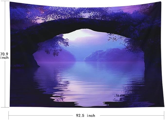 EMMTEEY Landscape Tapestry Romantic Purple Lake 92.5X70.9 Inch Extra Large Tapestry Wall Art Hanging Tapetries for Bedroom Living Room Dorm Décor