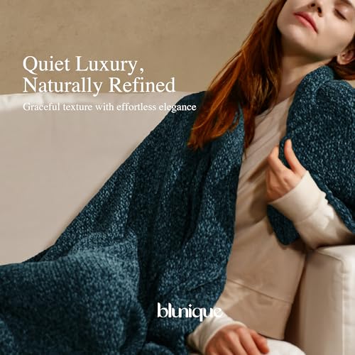 Chenille Throw Blanket for Couch, Cozy Soft Blanket Twin Lightweight Decorative Throw for Living Room Sofa Chair, Stylish Home Decor, Ideal for Gifting, Indigo 60"x80" - color: Indigo, size: Twin
