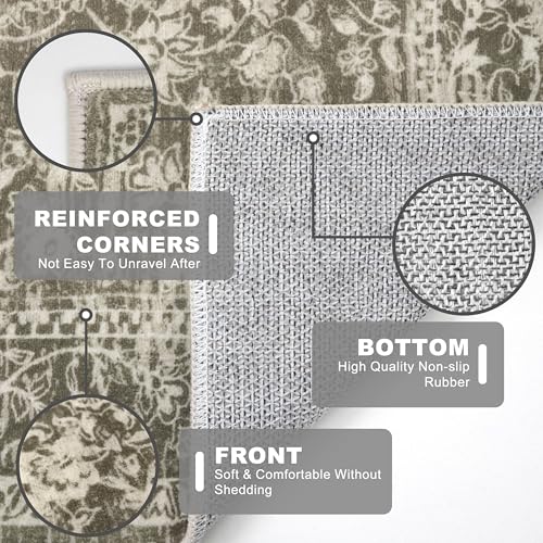 KILOCOCO Moroccan Small Area Rug 2x3 Entryway Rugs Printed Vintage Floral Washable Rug Non-Slip Kitchen Rug Indoor Door Mat, Accent Throw Small Rugs for Laundry Room Bedroom Entrance, Taupe - color: Taupe/Brown/White, size: 2' x 3' (Rectangular)