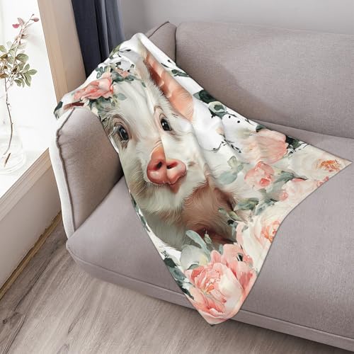 Pig Throw Blanket Cute Animal Warm Pigs Decor Soft Flannel Blanket Pig Gifts for Kids Boys Girls Men Women 40" X 50" - color: Pig, size: 40"X50"