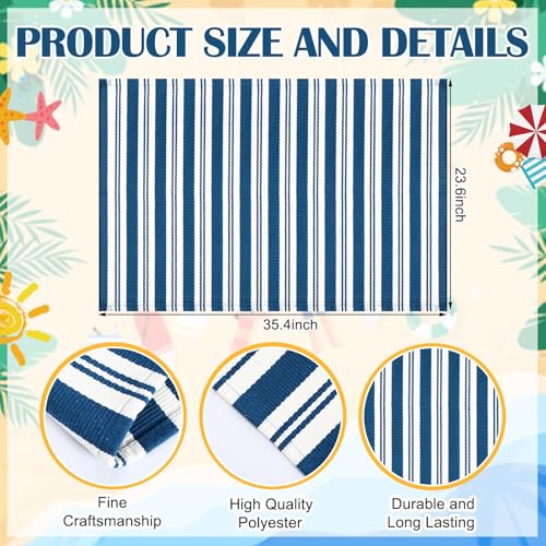 Moucuny Navy Blue and White Striped Outdoor Rug, 2' x 3' Nautical Beach Front Porch Rug Navigation Welcome Layering Doormat for Entryway Entrance Patio Decor - color: Steel Blue and White, size: 2' X 3', style: Vertical Stripe