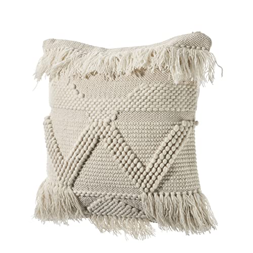 LR Home 20" x 20" Inches Tribal Cotton Blend Throw Pillow Covers For Home Decor | Shabby Chic Boho Cushion Covers For Throw Pillows | Perfect For Living Room Couch & Bedroom Decorations | Natural - color: Natural, size: 20" x 20" (Pack of 1)