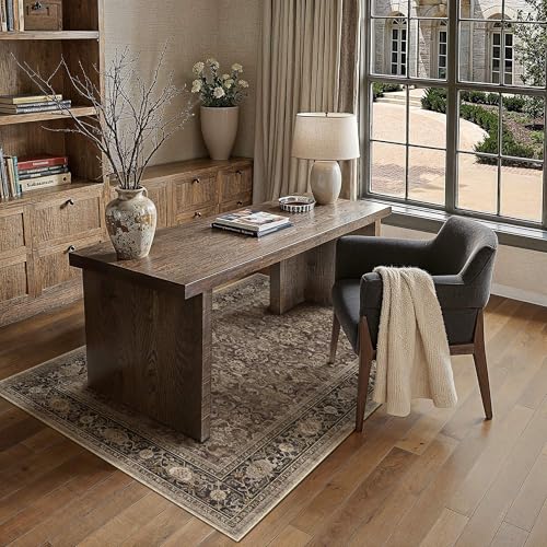 HUGEAR Brown Washable 3x5 Area Rugs for Living Room Bedroom Vintage Distressed Neutral Rug Carpet Durable Soft Non Slip & Shedding Stain Resistant Low Pile Indoor Home Decor - color: Retro | Brown, size: 3' x 5' (Rectangular)